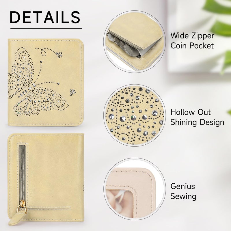 KITEVIUN Small RFID Wallet Women Ultra Thin Slim Womens Wallet Mini Compact Bifold Pocket Ladies Wallets for Women LIGHT YELLOW - Image 4